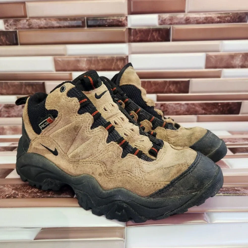 Nike ACG Hiking Boots Men’s 7 Brown Suede Vintage 2000 No Laces Outdoor Trail